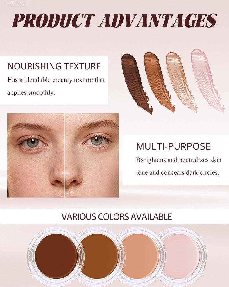 Lestpola Under Eye Brightener Concealer, Waterproof Full Coverage Color Corrector Concealer for Dark Circles, Hydrating Nourishing Long-Lasting Under Eye Brightening Cream Concealing with 2Pcs Puff, 04# Pink - Image 3